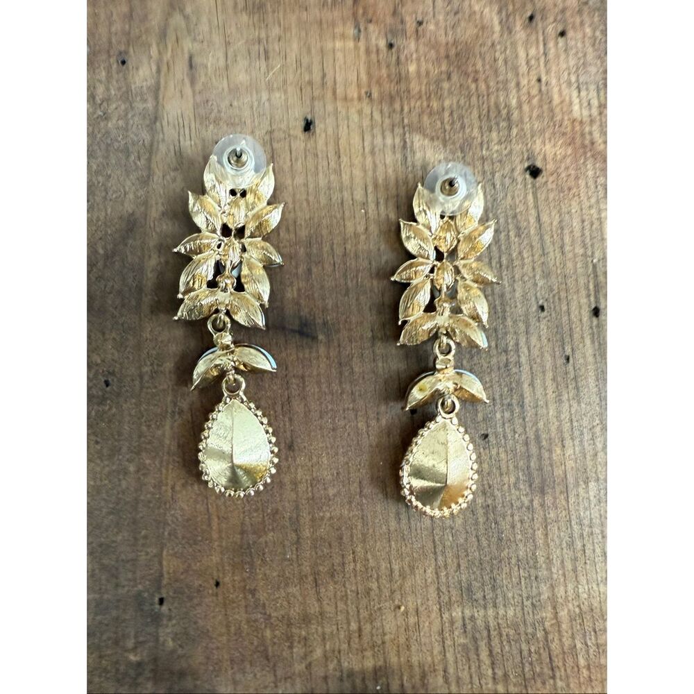 Unsigned Rhinestone Statement Earrings Canary Cha… - image 5